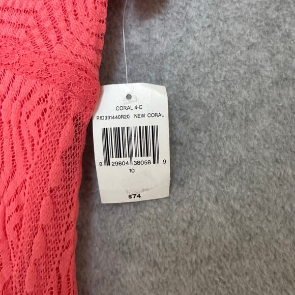 Rabbit Rabbit Rabbit Midi Dress Size 10 Coral Lace Overlay Romantic Babydoll NEW - Picture 4 of 14